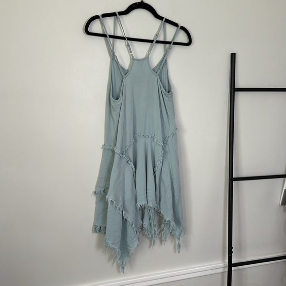 Free People Tattered Up Pool Blue Mini Slip Dress S - Picture 9 of 9